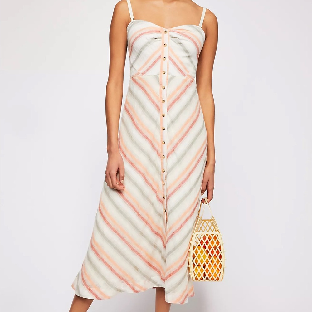 Free People Striking Striped Midi Dress Size S